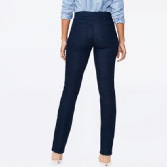 NYDJ Marilyn Straight Leg Pull-on Stretchy Jeans Dark Blue Wash Denim Size 8 NWT - Picture 12 of 12